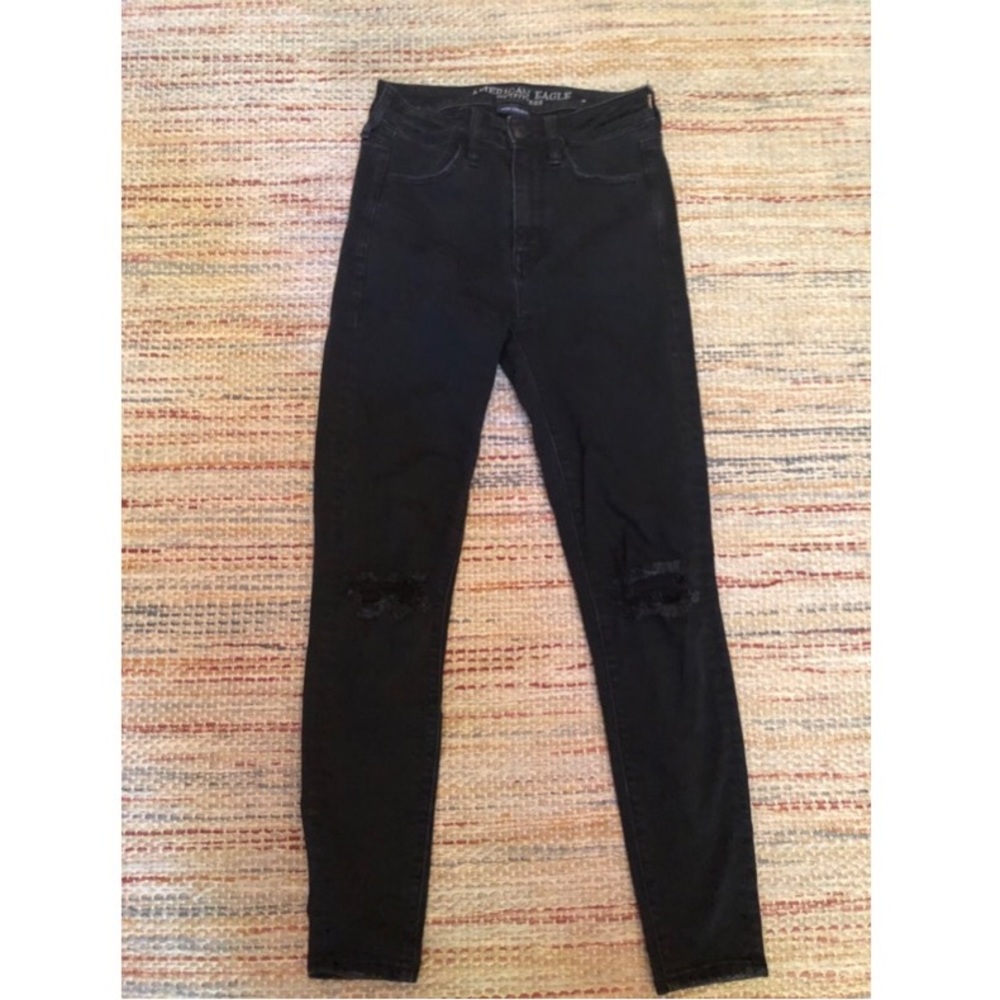 Black ripped knee American eagle jeans